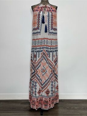 Rococo Sand Boho Maxi Dress Tassel Printed Sleeveless Festival Resort Dress M